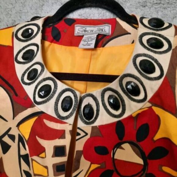 BIRCH HILL Geo Bead Open Front Jacket Lined Coat Light Blazer 3/4 Sleeve Size L - Picture 6 of 10